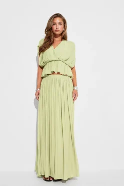 Gina Tricot Wide maxi skirt Grønn Sale