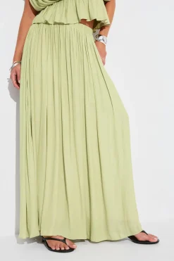 Gina Tricot Wide maxi skirt Grønn Sale