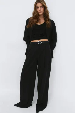 Gina Tricot Wide pleated trousers Svart Clearance