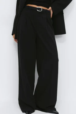 Gina Tricot Wide pleated trousers Svart Clearance