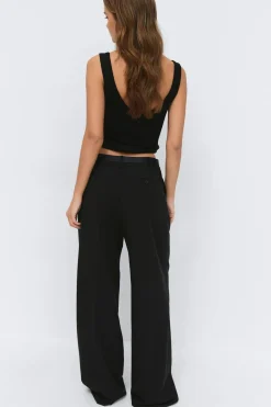Gina Tricot Wide pleated trousers Svart Clearance