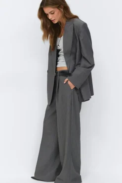 Gina Tricot Wide pleated trousers Grå Sale