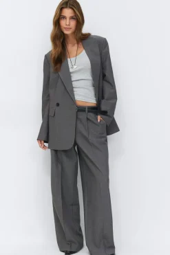 Gina Tricot Wide pleated trousers Grå Sale