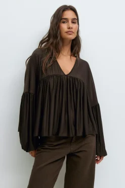 Gina Tricot Wide heer top Brun