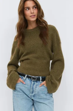 Gina Tricot Wide eeve knitted weater Grønn