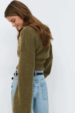 Gina Tricot Wide eeve knitted weater Grønn