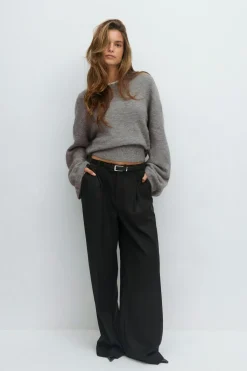 Gina Tricot Wide eeve knitted weater Grå