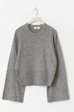 Gina Tricot Wide eeve knitted weater Grå