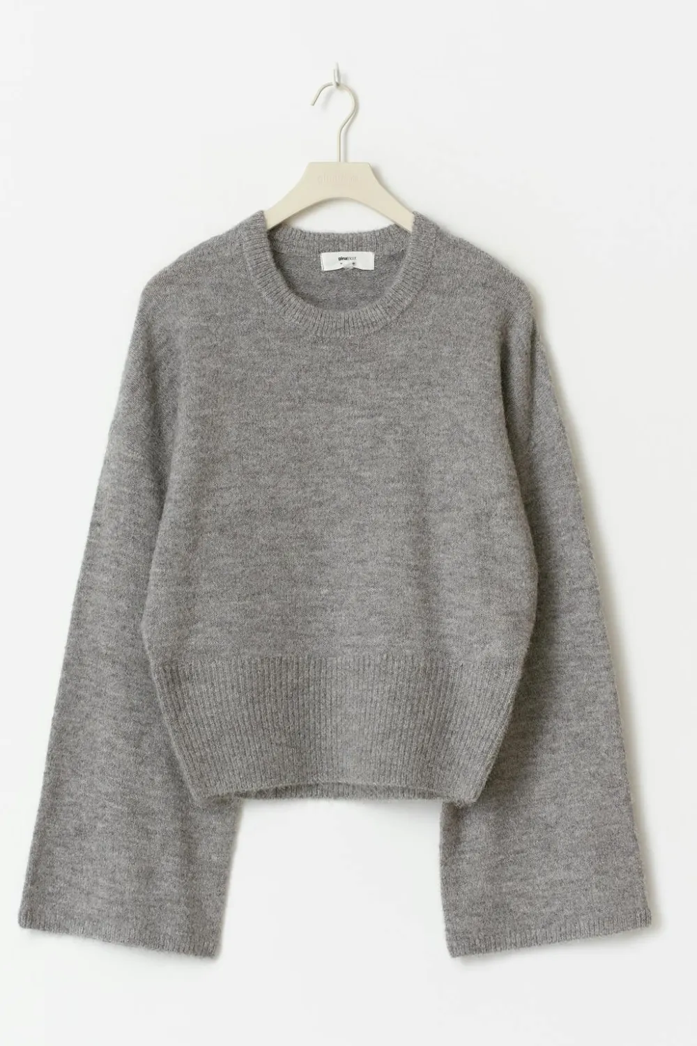Gina Tricot Wide eeve knitted weater Grå