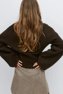 Gina Tricot Wide eeve knitted weater Beige Outlet