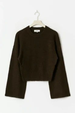 Gina Tricot Wide eeve knitted weater Beige Outlet