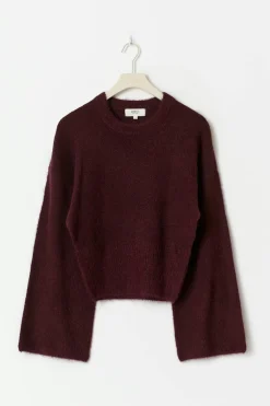 Gina Tricot Wide eeve knitted weater Rød Outlet