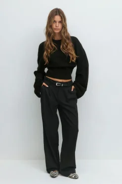Gina Tricot Wide eeve knitted weater Svart Outlet