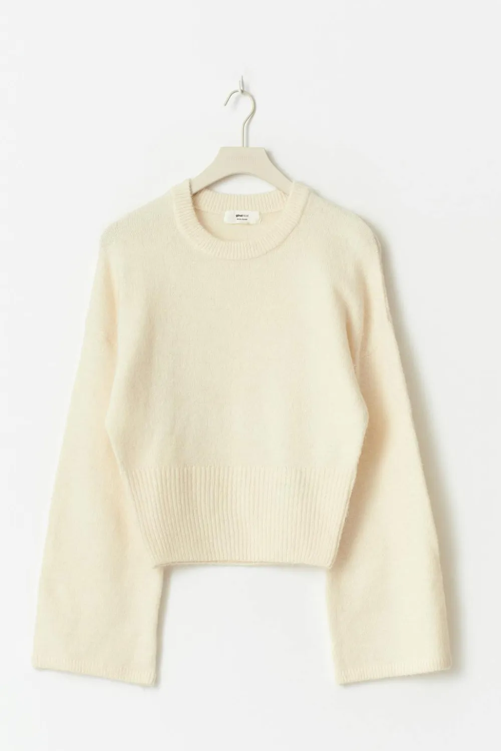 Gina Tricot Wide eeve knitted weater Hvit