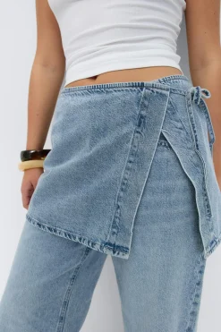 Gina Tricot Wrap deni hip kirt Blå Best