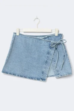 Gina Tricot Wrap deni hip kirt Blå Best
