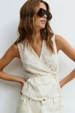 Gina Tricot Wrap tie vet Hvit Best