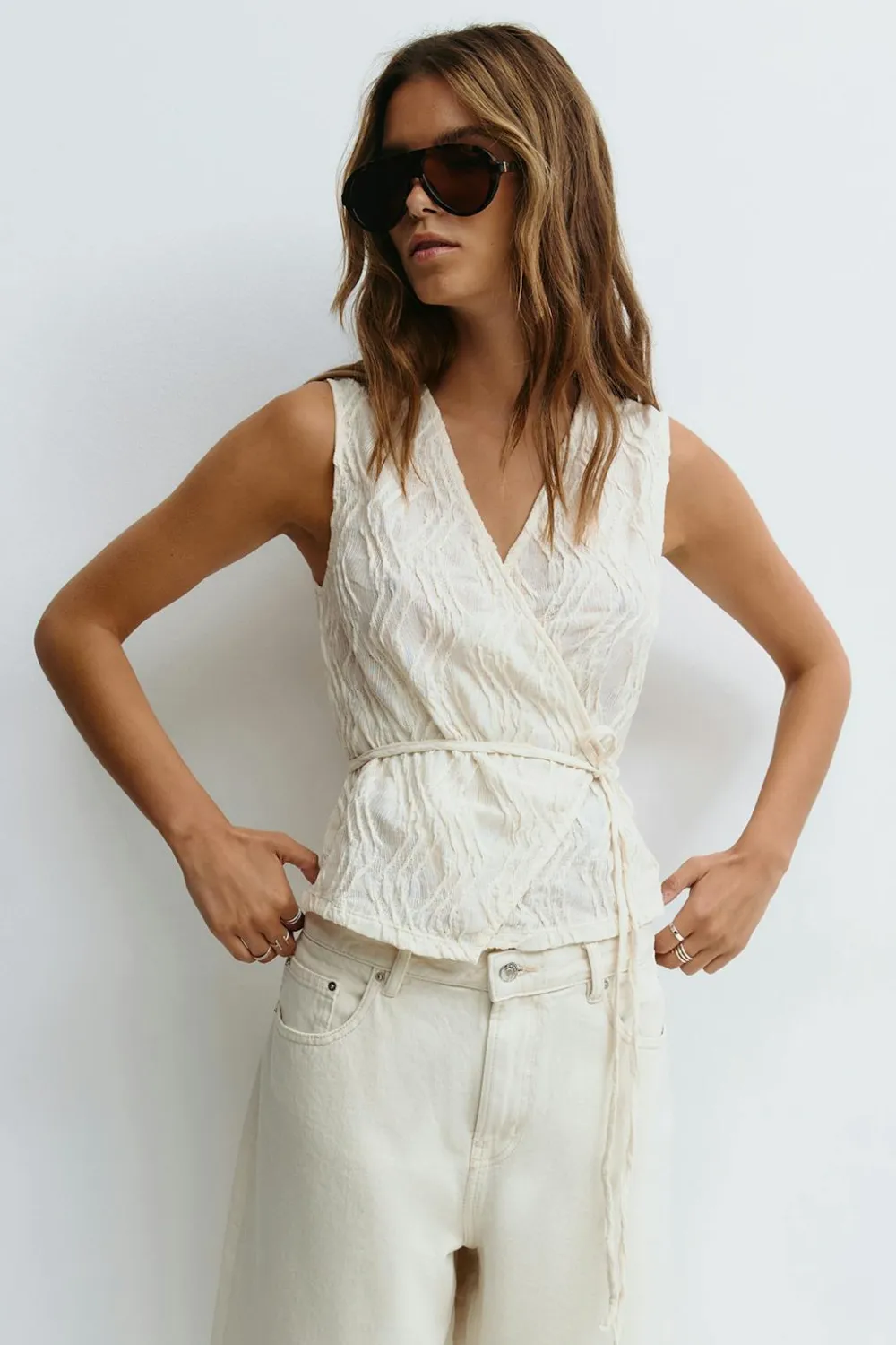 Gina Tricot Wrap tie vet Hvit Best