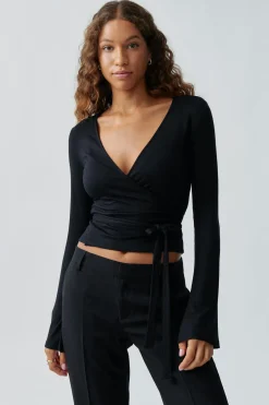Gina Tricot Wrap top Svart Hot
