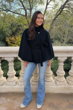 Gina Tricot Y belted cape Blå Hot