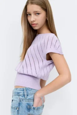 Gina Tricot Y boatneck knitted top Lilla