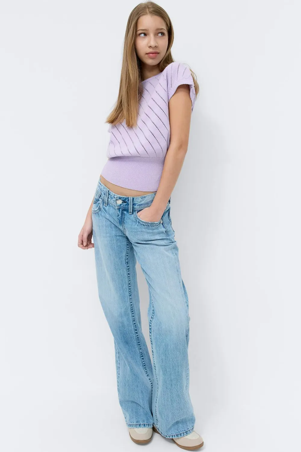 Gina Tricot Y boatneck knitted top Lilla