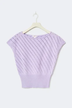 Gina Tricot Y boatneck knitted top Lilla