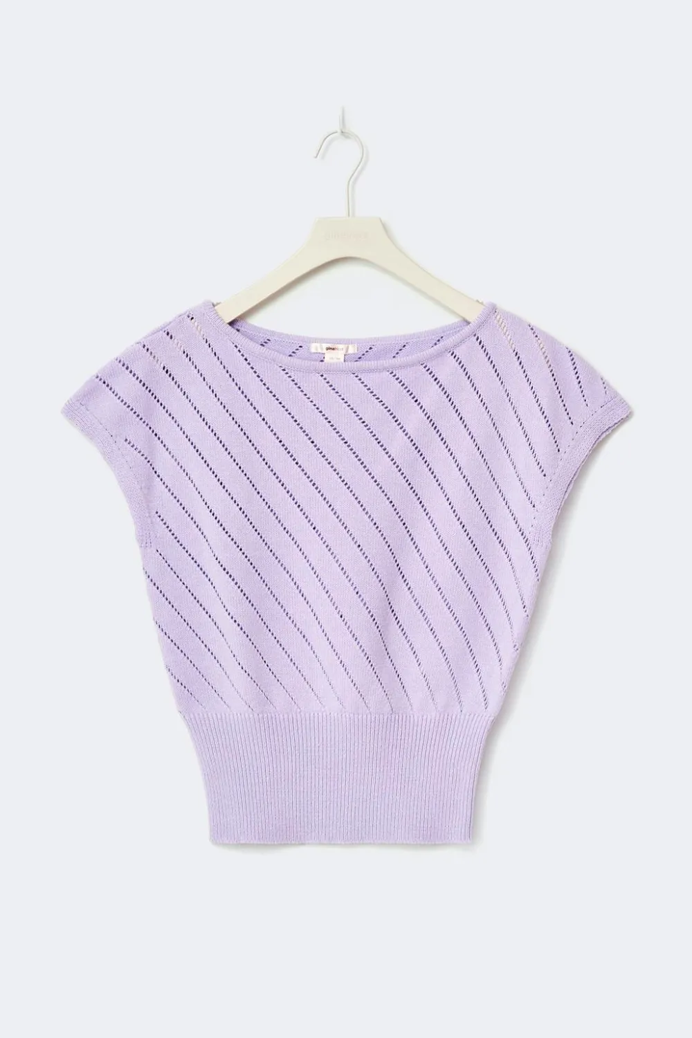Gina Tricot Y boatneck knitted top Lilla
