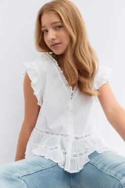 Gina Tricot Y boho blouse Hvit Clearance