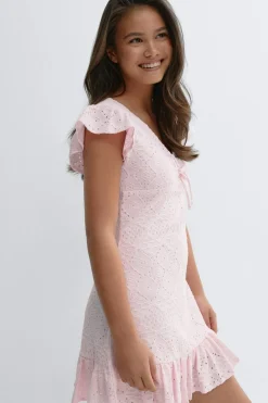 Gina Tricot Y broderie anglais dress Rosa Online