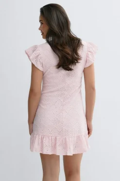 Gina Tricot Y broderie anglais dress Rosa Online
