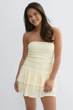 Gina Tricot Y broderie anglais dress Gul Outlet