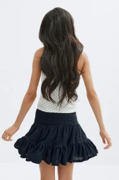 Gina Tricot Y broderie anglais skirt Blå Sale