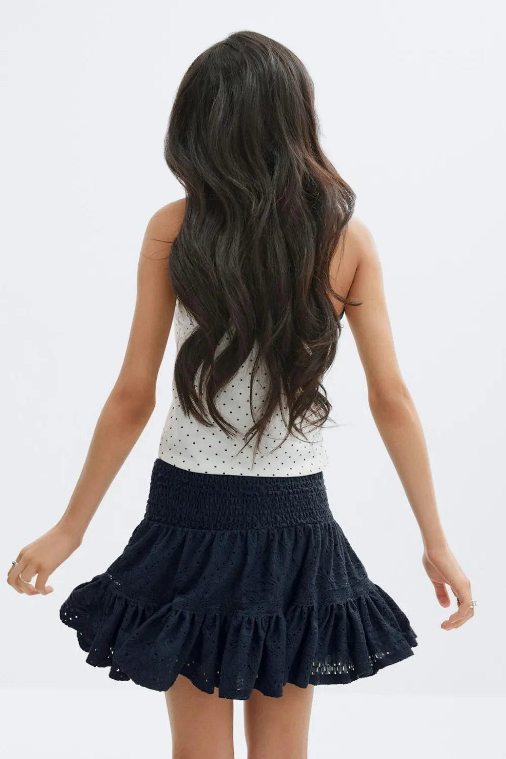 Gina Tricot Y broderie anglais skirt Blå Sale
