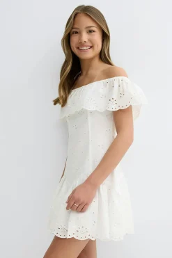 Gina Tricot Y broderie dress Hvit Hot