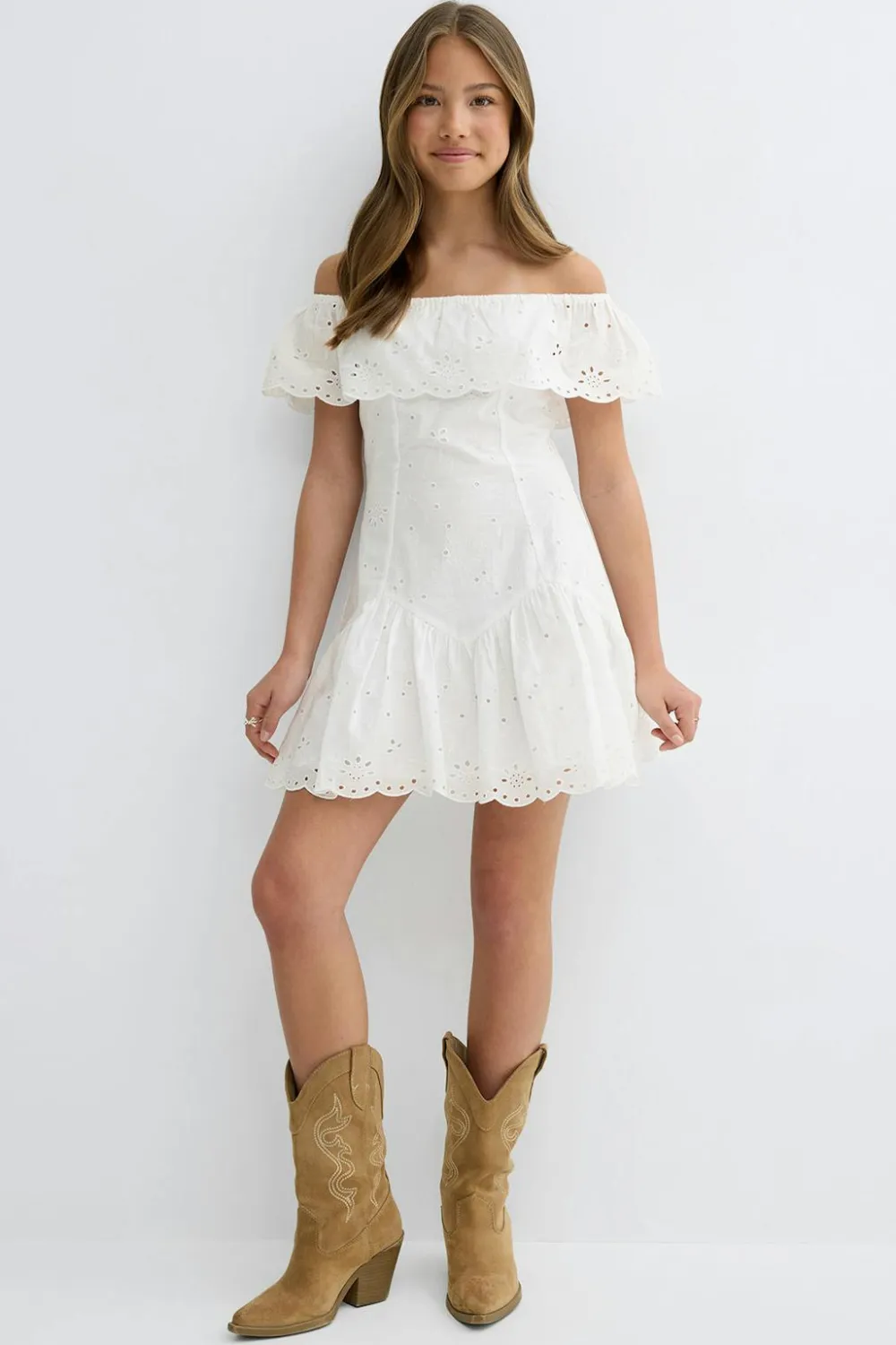 Gina Tricot Y broderie dress Hvit Hot