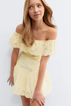 Gina Tricot Y broderie dress Gul Clearance