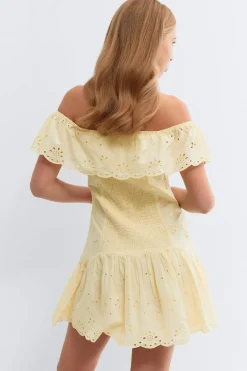 Gina Tricot Y broderie dress Gul Clearance