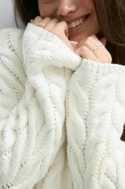 Gina Tricot Y cable knitted cardigan Hvit Online