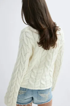 Gina Tricot Y cable knitted cardigan Hvit Online