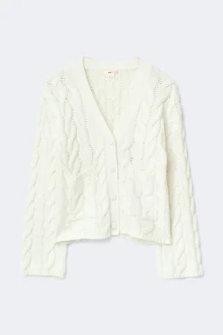 Gina Tricot Y cable knitted cardigan Hvit Online