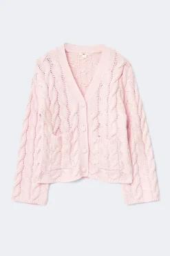 Gina Tricot Y cable knitted cardigan Rosa Online