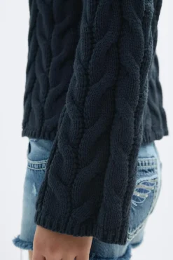 Gina Tricot Y cable knitted sweater Blå New
