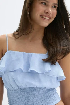 Gina Tricot Y chiffon frill singlet Blå Online