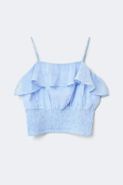Gina Tricot Y chiffon frill singlet Blå Online