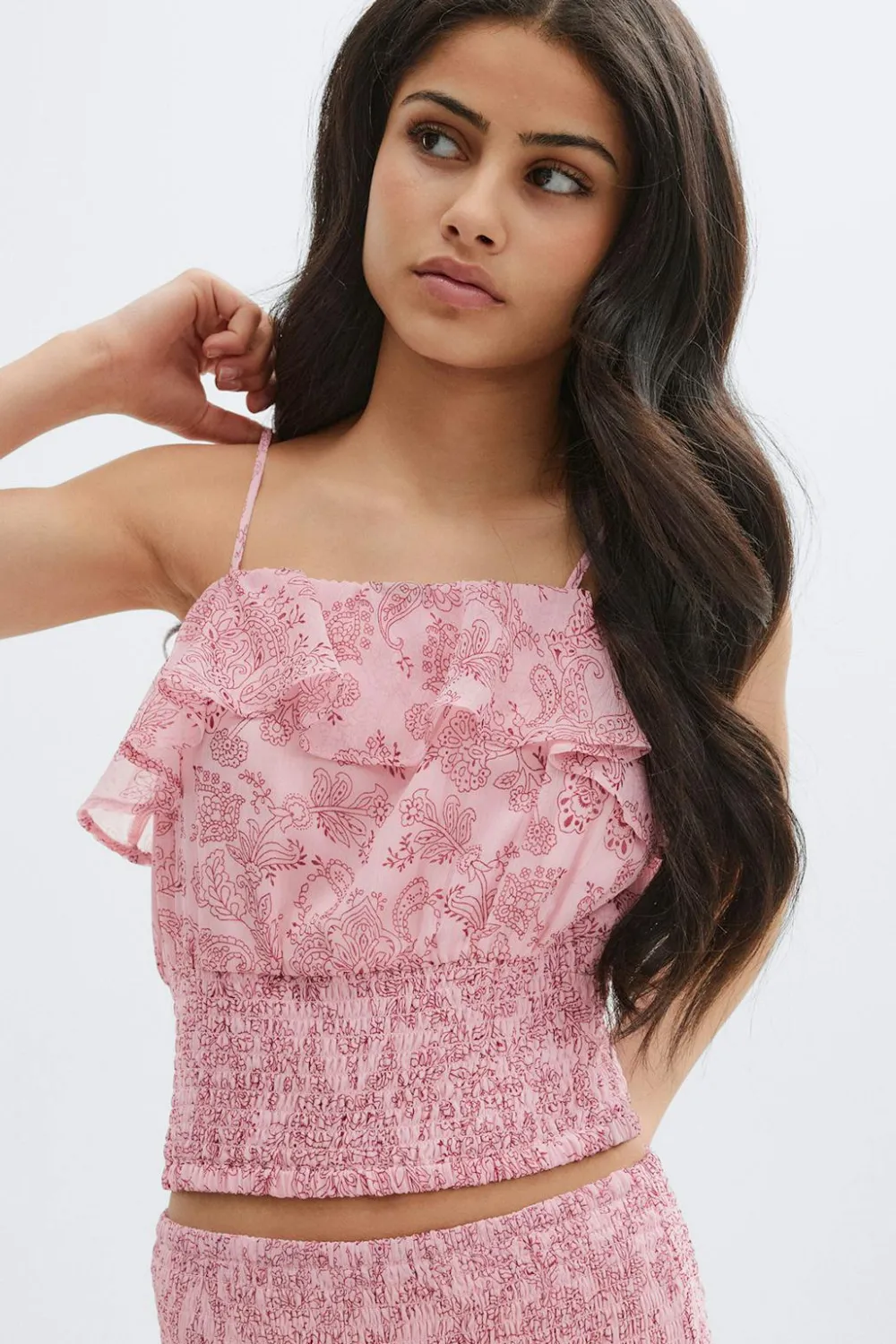Gina Tricot Y chiffon frill singlet Rosa Sale