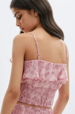 Gina Tricot Y chiffon frill singlet Rosa Sale