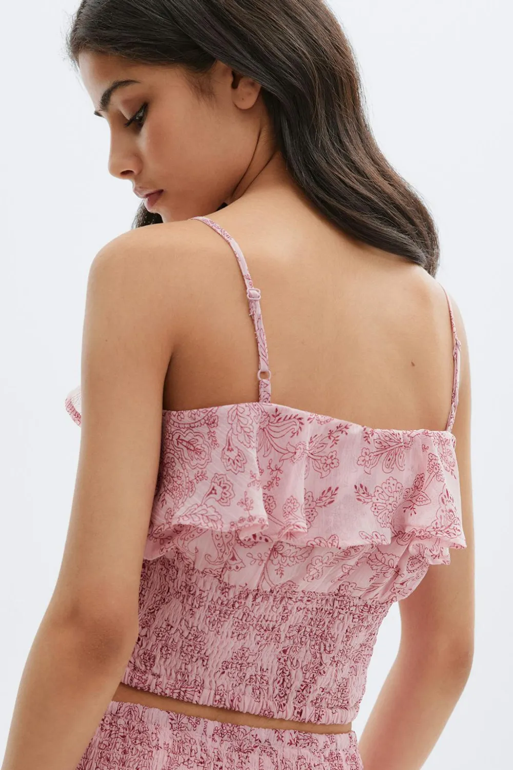 Gina Tricot Y chiffon frill singlet Rosa Sale