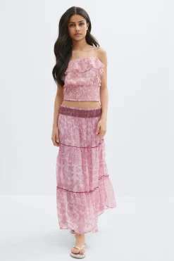 Gina Tricot Y chiffon maxi skirt Rosa New