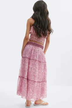 Gina Tricot Y chiffon maxi skirt Rosa New